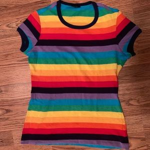 🌈Vintage 80’s Rainbow Striped Ringer T 🏳️‍🌈